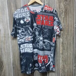Star Wars Mens Med Comic Book All Over Graphic Tee Fifth Sun  Black White Red